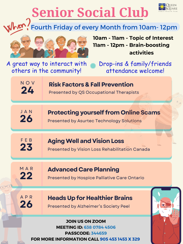 Seniors' Social Club upcoming-workshops